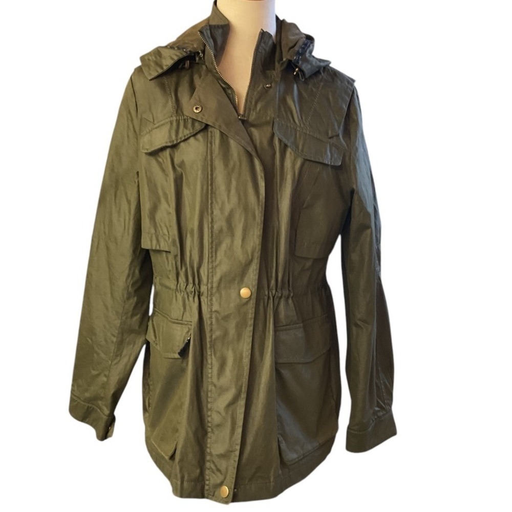 Braetan Hooded Anorak Jacket Olive Green Utility Lightweight Rain Coat Size L